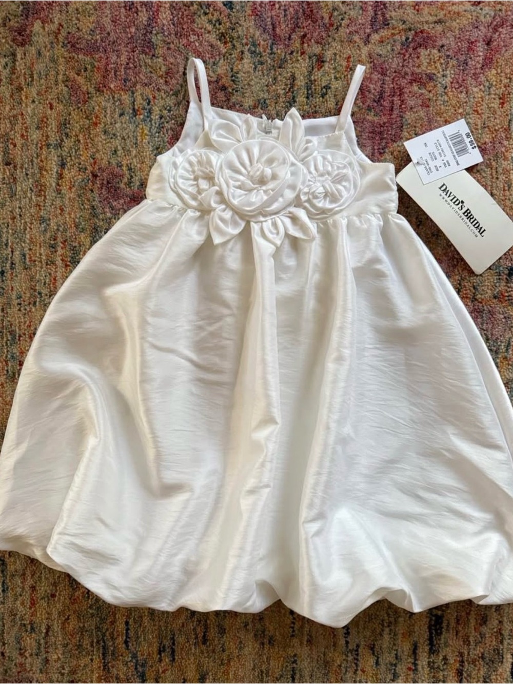 David's Bridal White Flower-Accent Toddler Girls Dress Size 3